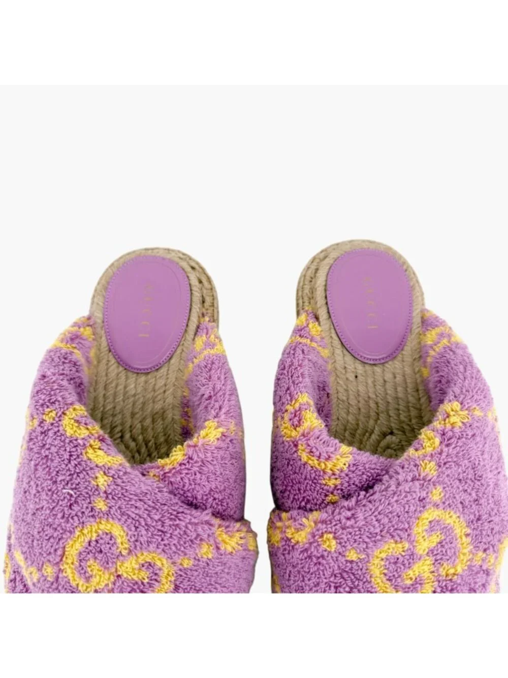 Gucci GG Terry Cloth Platform Espadrille Slide Sandals Purple Size 38.5 US 8.5